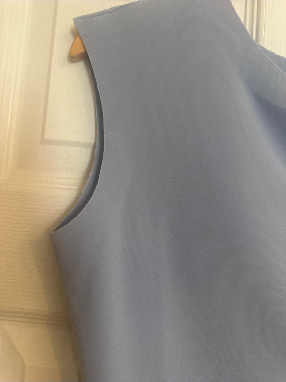 Norma Kamali Light Blue Draped, Off-the-Shoulder Sleeveless Top - Picture 4 of 7
